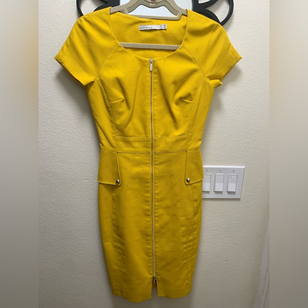 Karen Millen Yellow Zipper front dress!